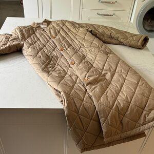 Tan Quilted Long Coat Wilfred